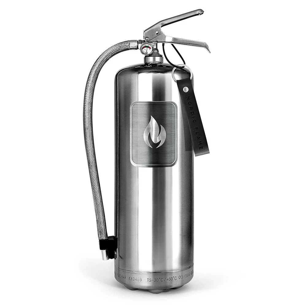 Stål Brandsläckare 6 kg - Polerat Stål Nordic Flame  | Etanolkamin-shop.se | Tillbehör för etanolkaminer