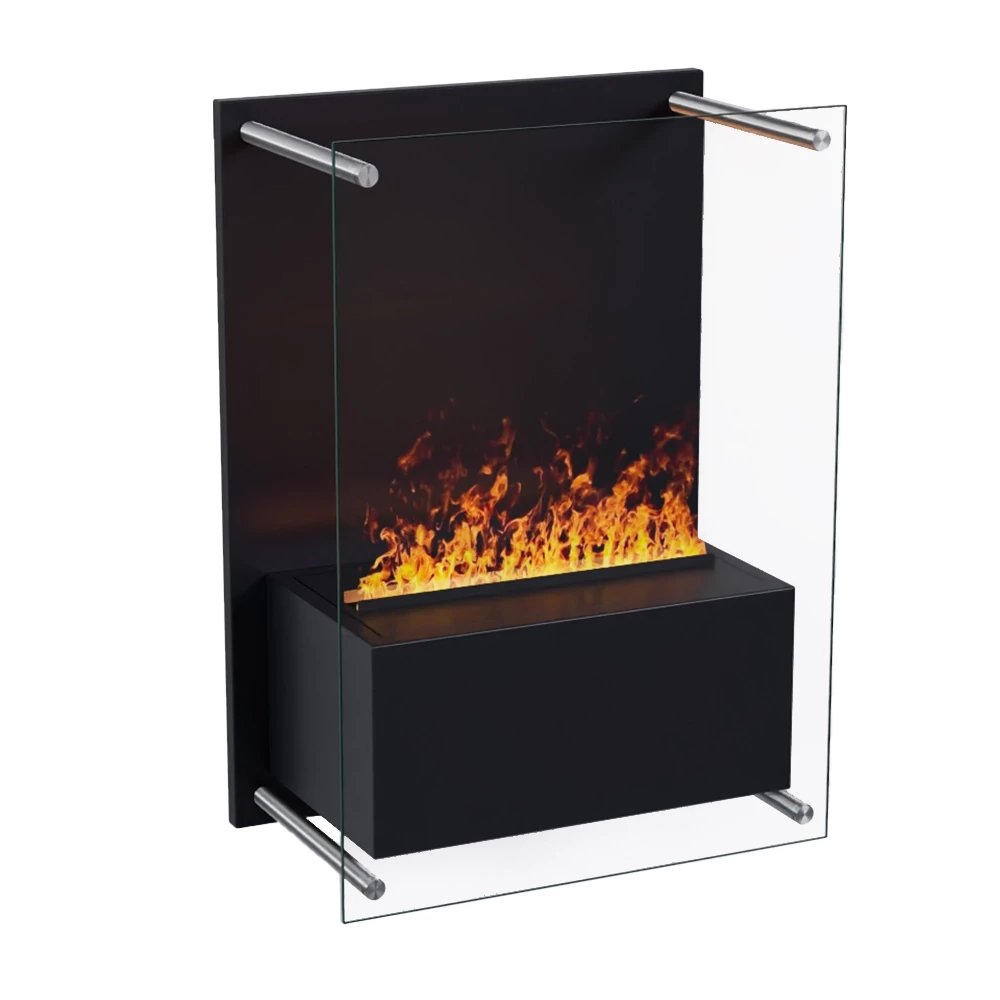 Yosemite Water Vapor Fireplace i svart - Väggmonterad Opti-myst öppen spis från ScandiFlames Electric - Med Dimplex Cassette 400 Water Vapor Burner
