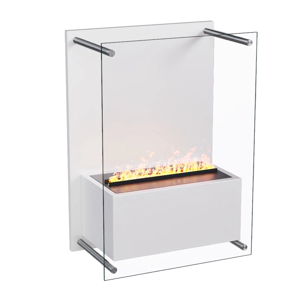 Yosemite Water Vapor Fireplace i vitt - Väggmonterad Opti-myst öppen spis från ScandiFlames Electric - Med Dimplex Cassette 400 Water Vapor Burner