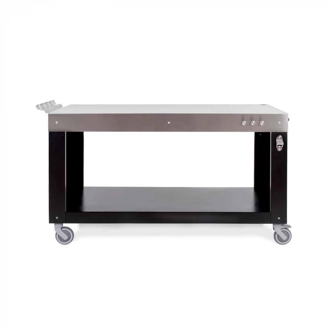 Alfa Forni - Multifunktionellt Bord - 160 cm - Rostfritt stål - Bord för Pizzaugn - Bord på hjul - Rullbord