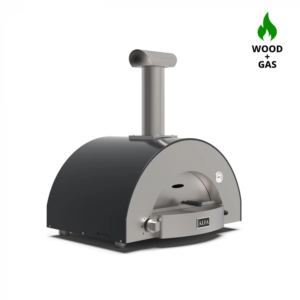 Alfa Forni Classico 2 Pizze - Hybriddriven pizzaugn - Färg: Grå