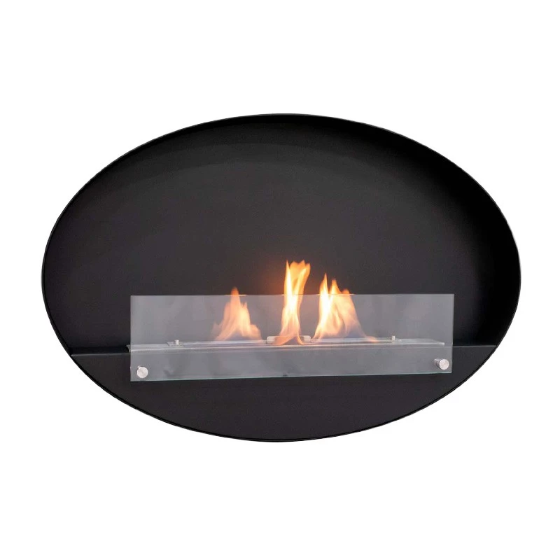 Maryland - Svart oval väggkamin ScandiFlames  | Etanolkamin-shop.se | Vägghängd etanolkamin