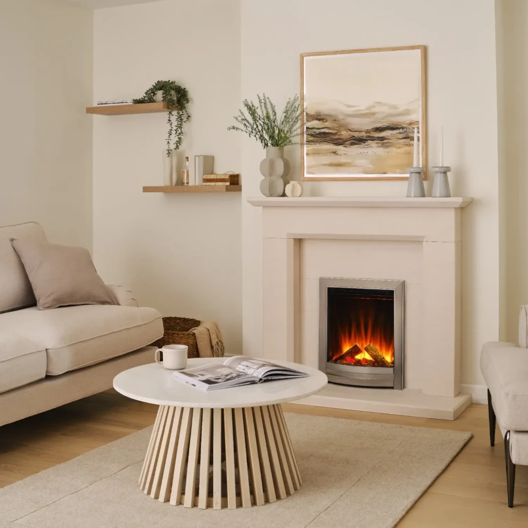 Sway Elegance – Krom nickel British Fires  | Etanolkamin-shop.se | 1-sidig inbyggd elkamin