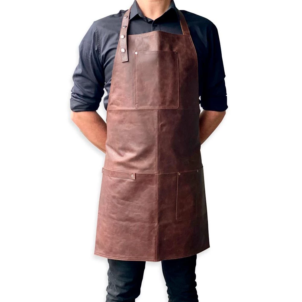 Förkläde i mörkbrunt läder | Etanolkamin-shop.se | Grilltillbehör