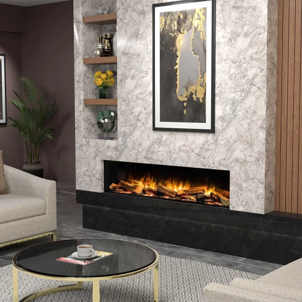 E-FX 1500 - 59" Flamerite Fires  | Etanolkamin-shop.se | 3-sidig inbyggd elkamin