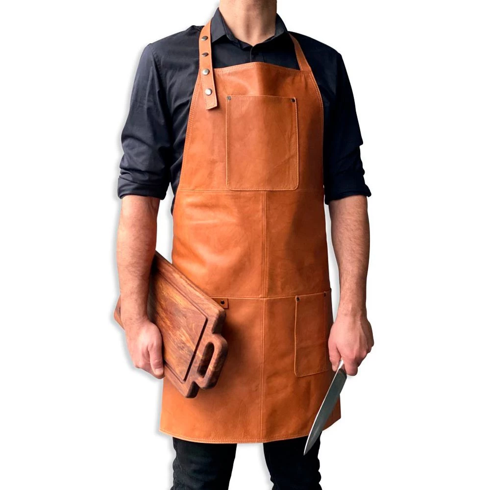 Förkläde i ljusbrunt läder  | Etanolkamin-shop.se | Grilltillbehör