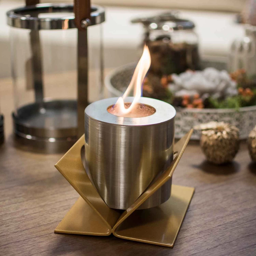 Kivo Bordskamin – Guld GlammFire  | Etanolkamin-shop.se | Bordskamin