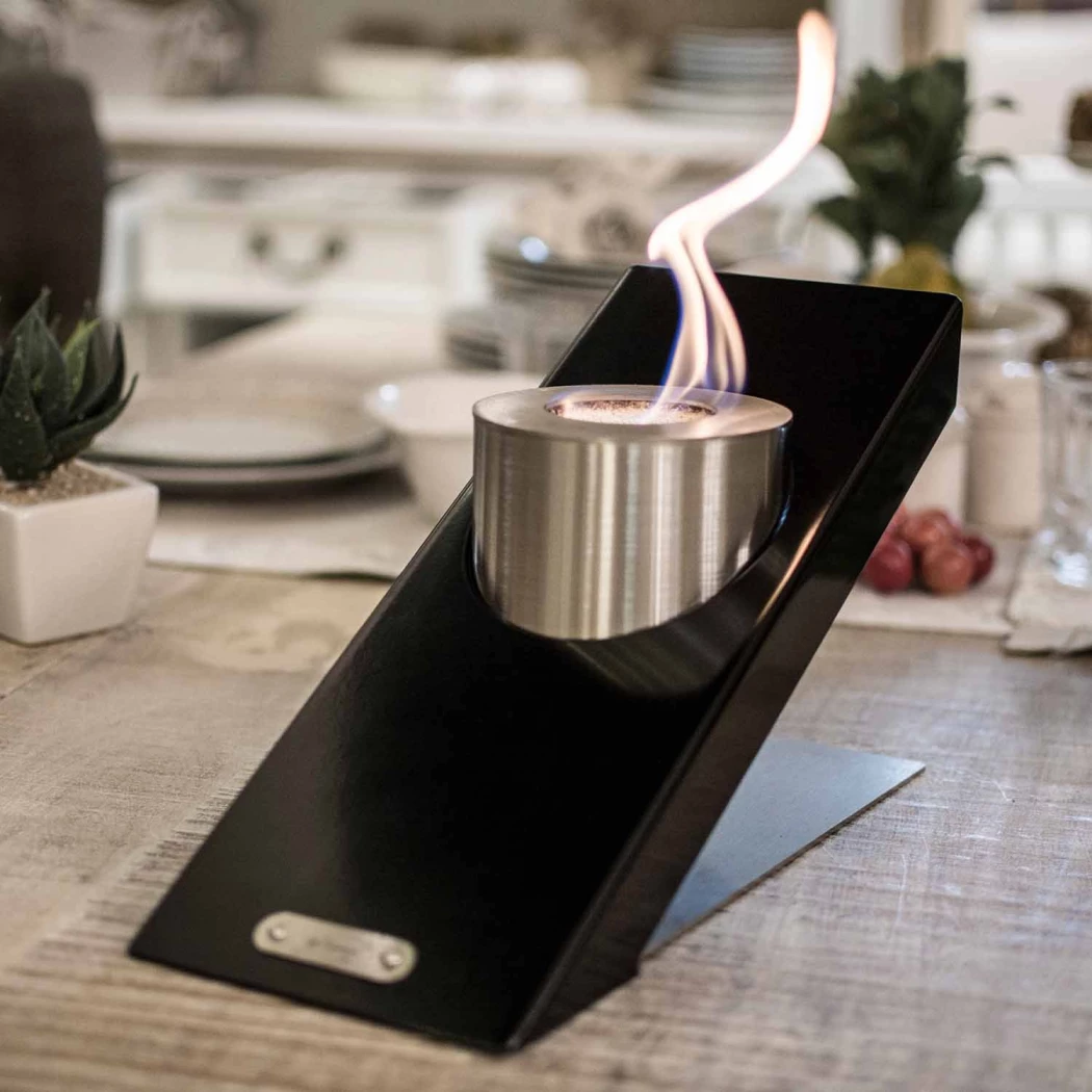 Oblique Single Bordskamin – Svart GlammFire  | Etanolkamin-shop.se | Bordskamin