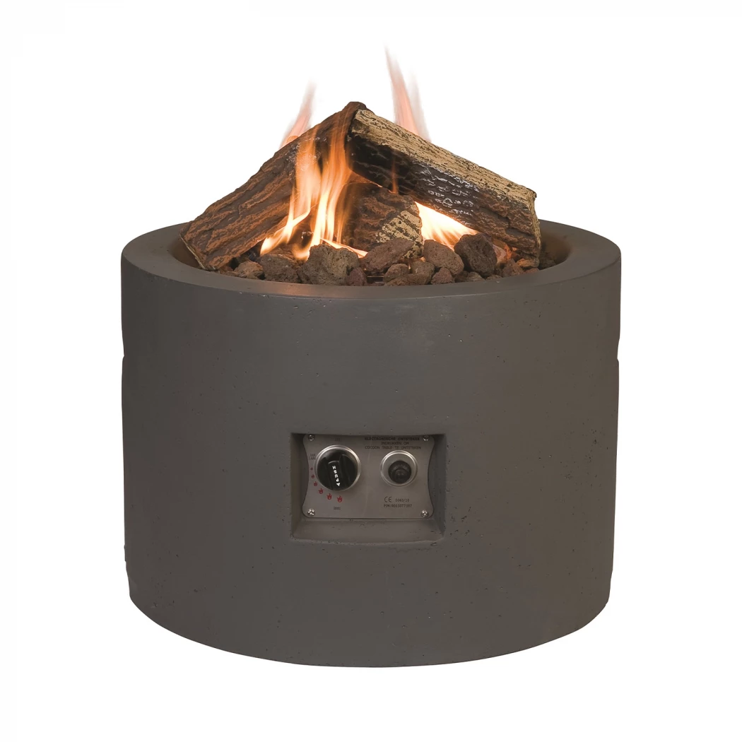 Runt eldbord med gasolbrännare - antracit
