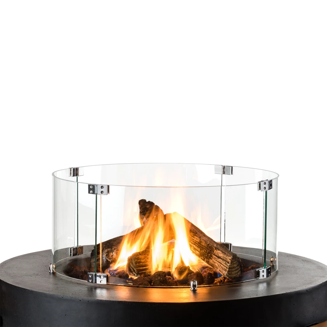 Runt skyddsglas för eldborden Cone och Bowl Happy Cocooning  | Etanolkamin-shop.se | Utomhus gaskamin tillbehör
