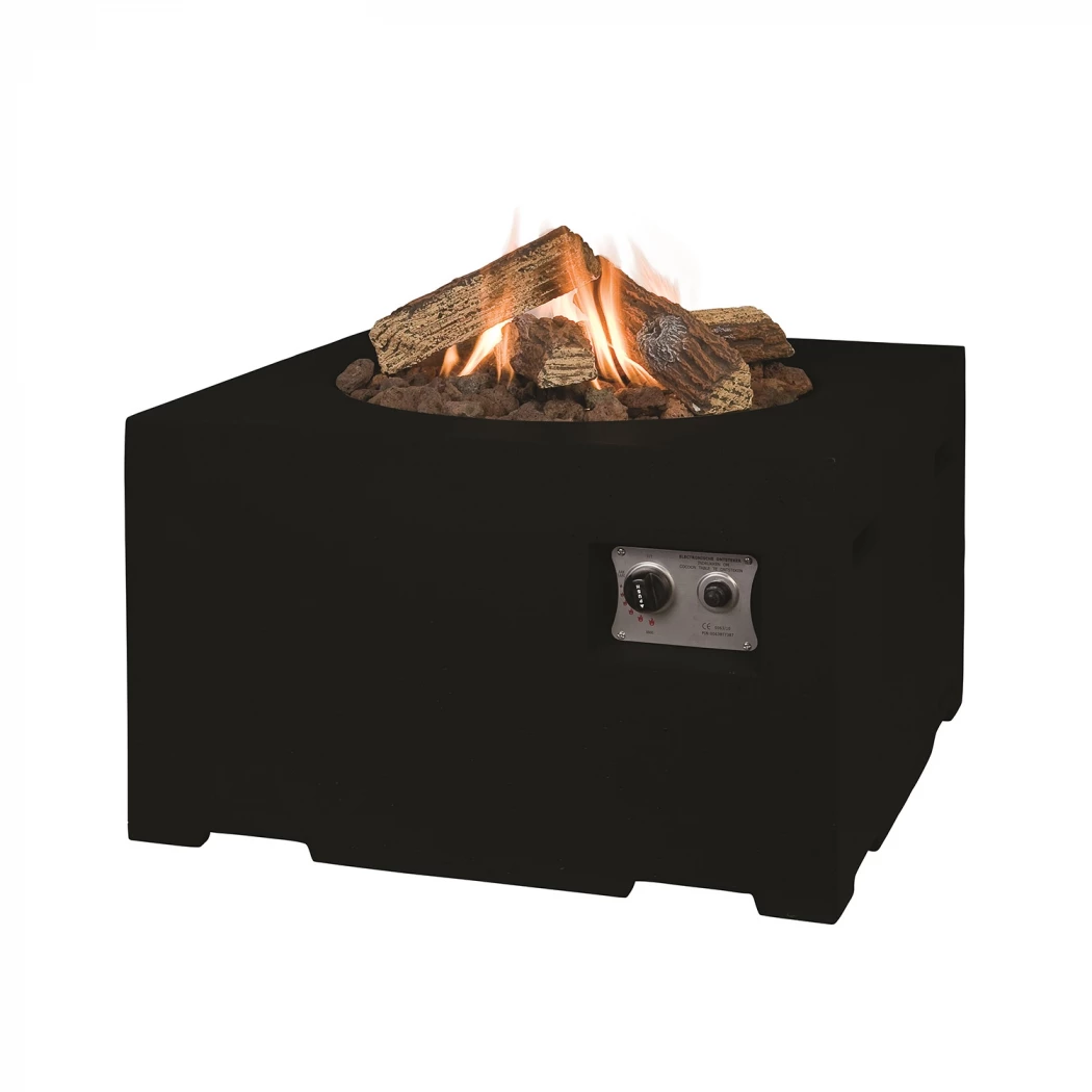 Rektangulärt eldbord med gasolbrännare - svart