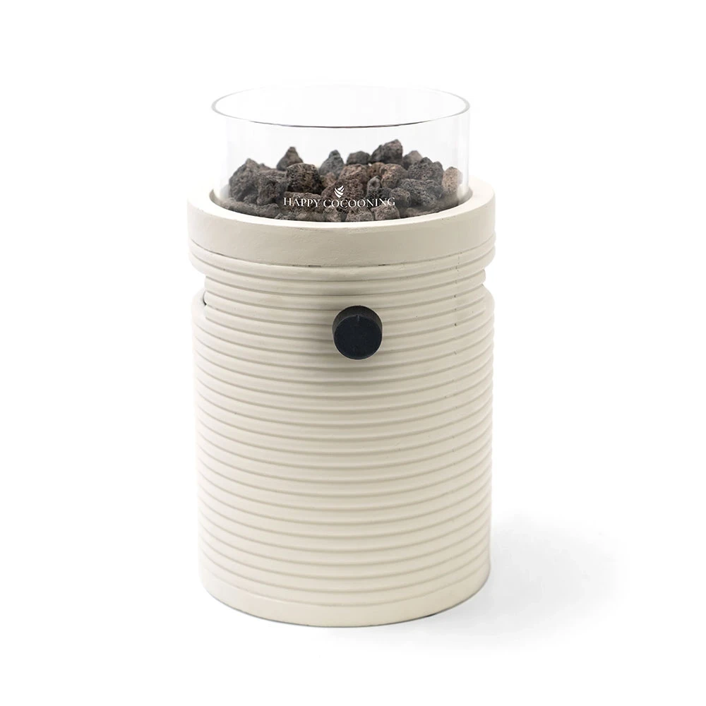Lumi Groove Oyster Beige Bordsskamin Gasolkamin av Happy Cocooning – Räfflad Komposit 1,98 kW – Kompatibel med EN417