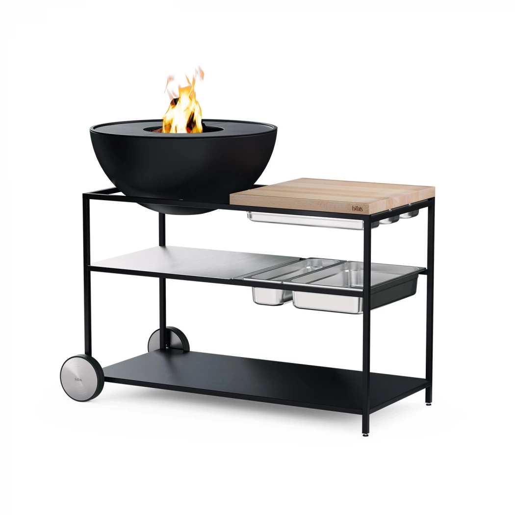 FIRE KITCHEN med BOWL 70 Plancha BBQ Set Höfats  | Etanolkamin-shop.se | Utomhusgrill