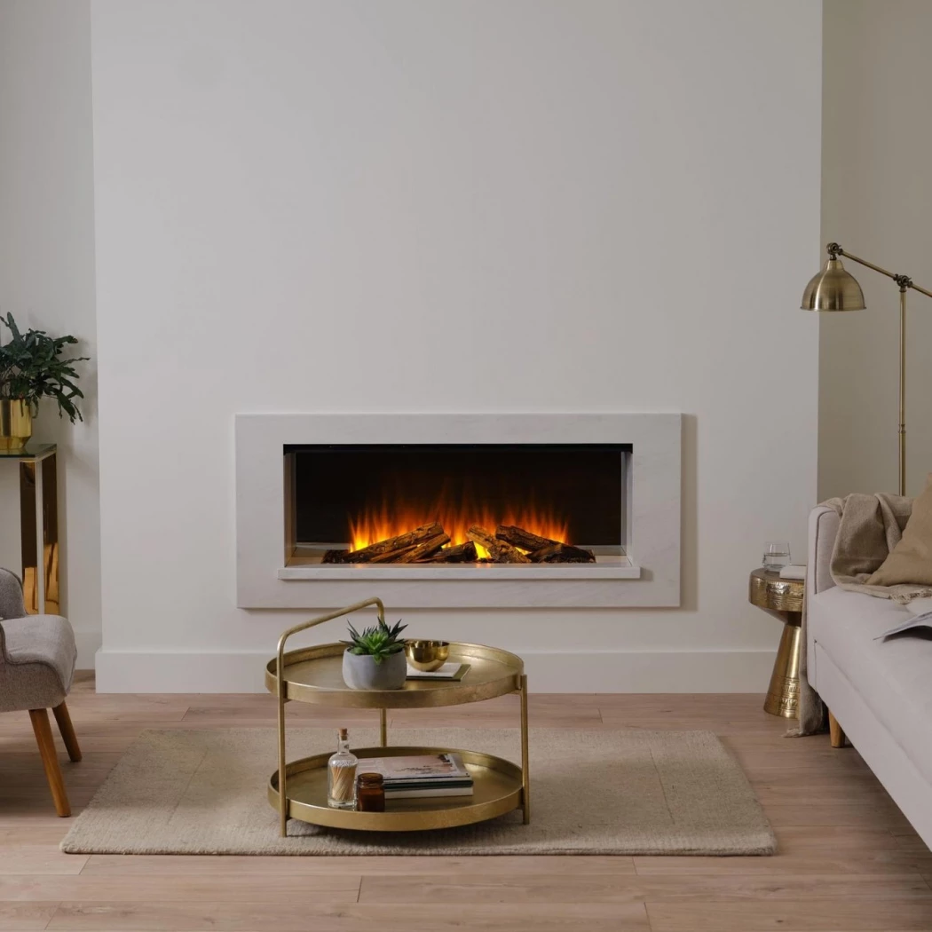 Holbury 1200 - Vit Marmor Elektrisk Kamin British Fires  | Etanolkamin-shop.se | Floating