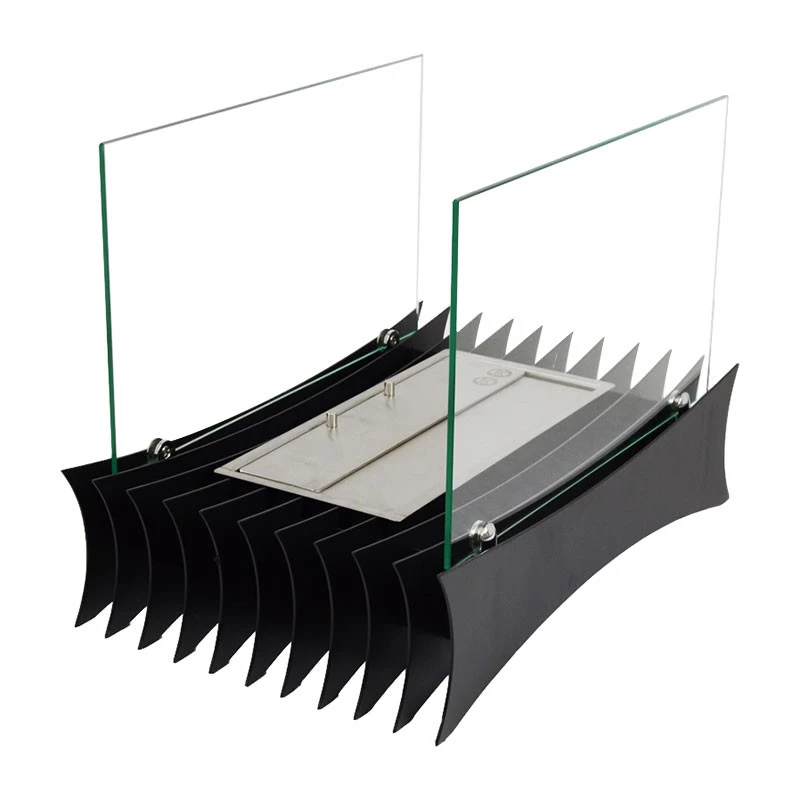 Golv- etanolkamin i svart stål med glassidor