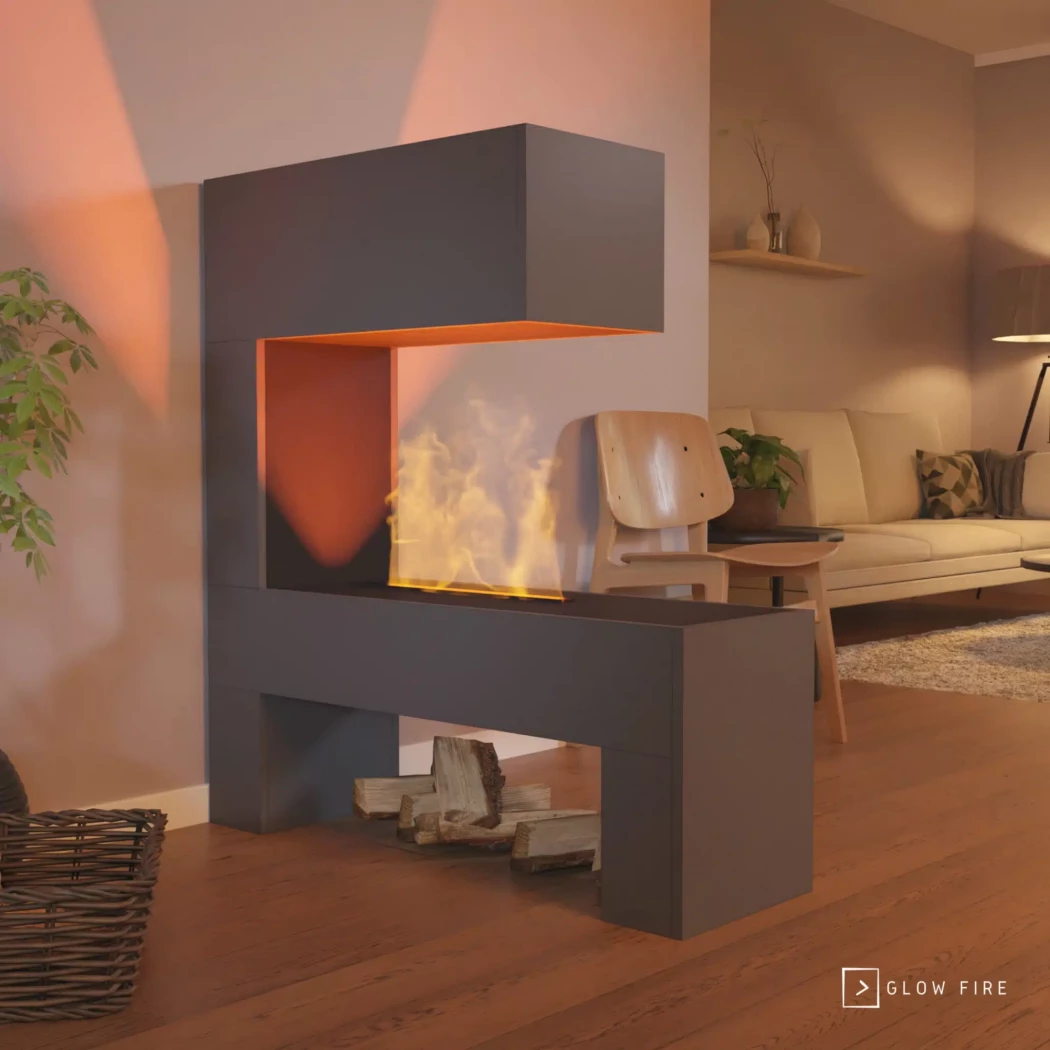 Mozart Opti-myst kamin - Grå