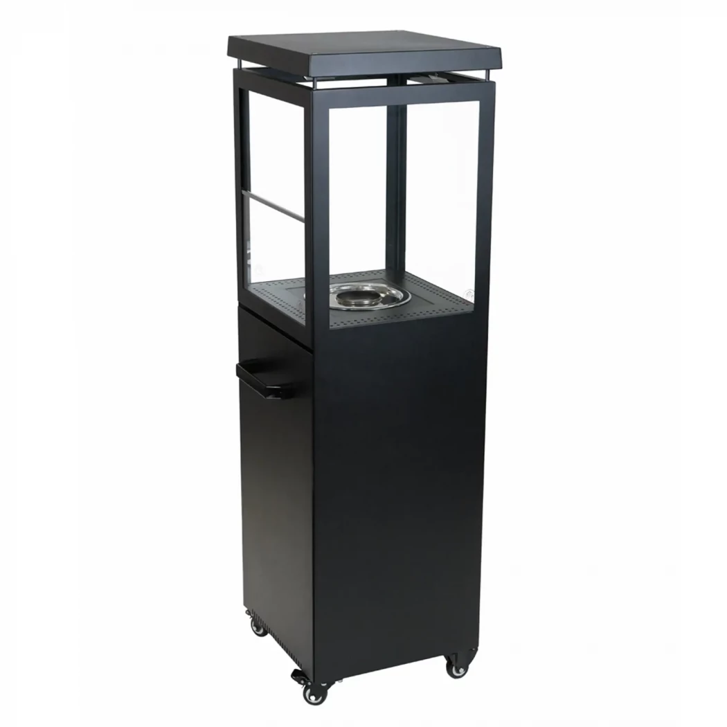 Muztag Premium Fire Paris - svart utomhus terrassvärmare etanolkamin - 2 kW värmeeffekt - 3 timmars brinntid