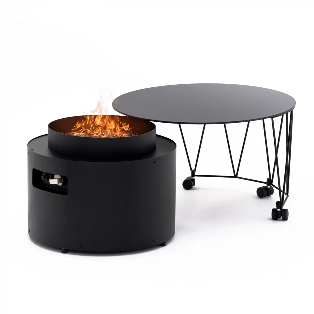 Drum Utomhus Gasolkamin - Planika Fires - Svart - Gaskamin