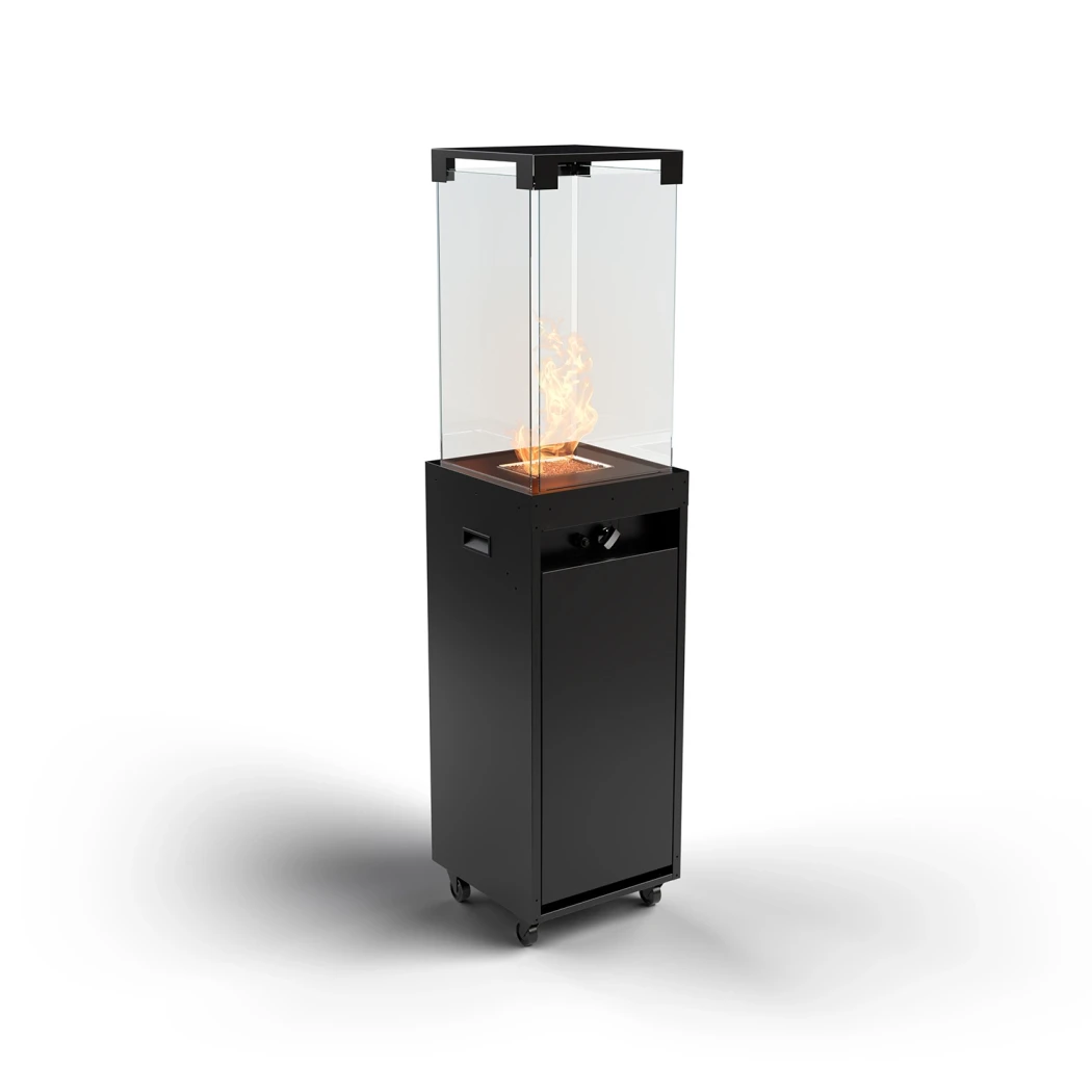 Faro - Jet Black - Utomhus Gaseldstad från Planika Fires - Vacker elegant design - Perfekt som terrassvärmare - Lätt att flytta runt