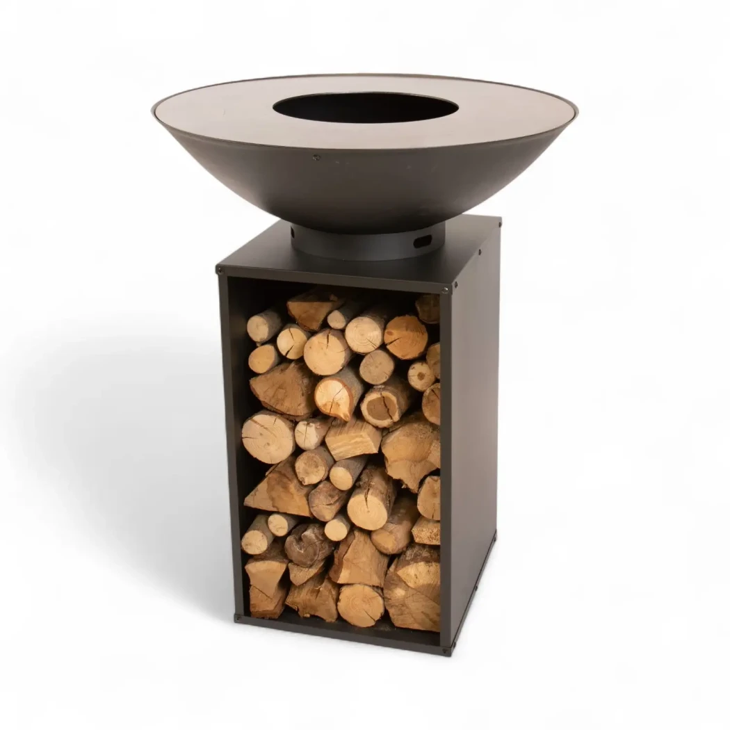 Onyx Ø80 bålfad med grill og brændeopbevaring
