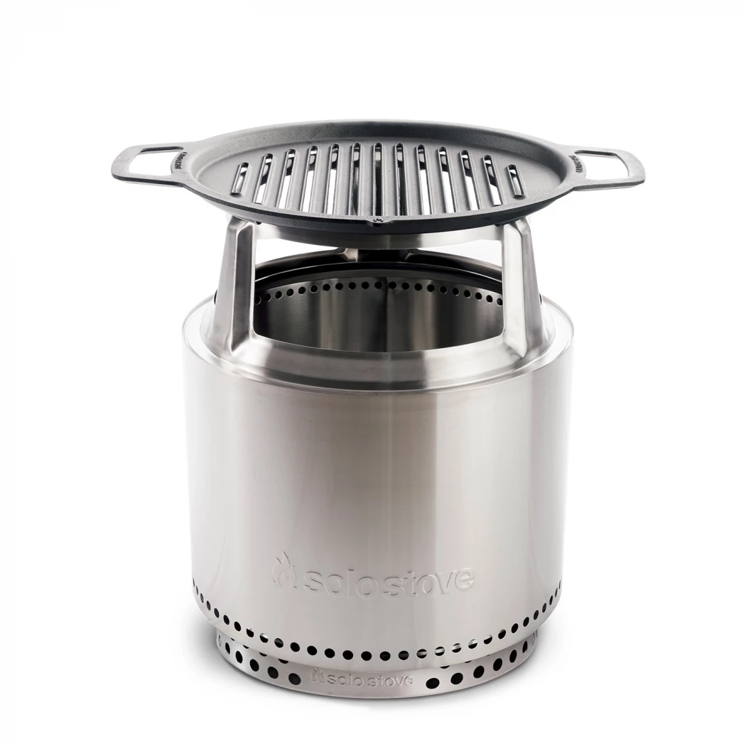 Bonfire Gjutjärnsgrillpanna  + HUB  - Solo Stove - Ribbad gjutjärnpanna - Utomhusmatlagning - matlagningsset