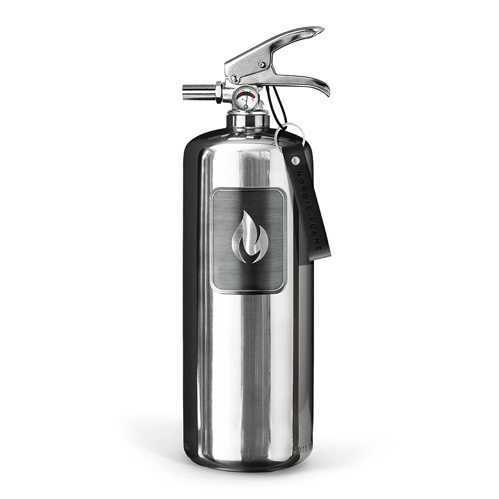 Stål Brandsläckare 2 kg - Polerat Stål Nordic Flame  | Etanolkamin-shop.se | Tillbehör för etanolkaminer