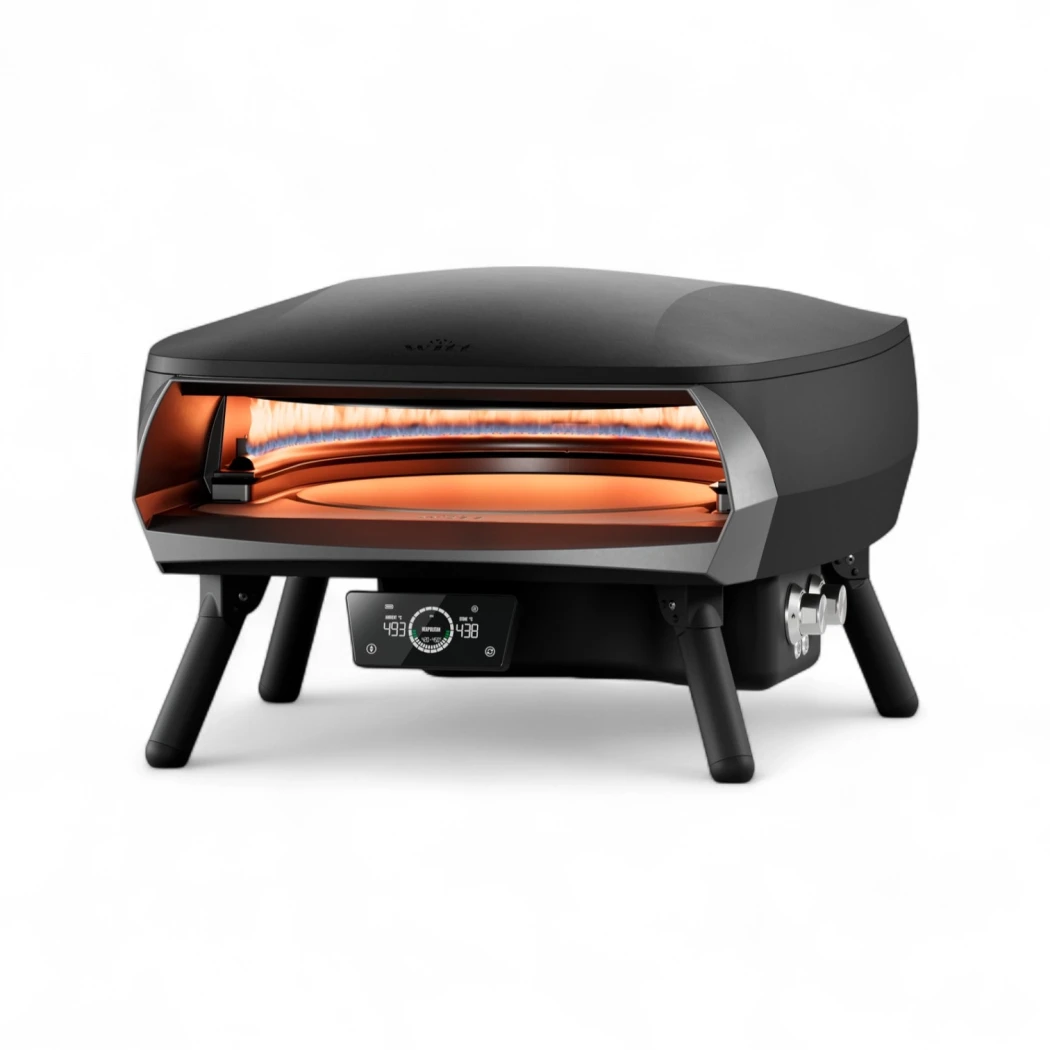Witt ETNA Rotante Control 16" gas-pizzaugn – svart, touchskärm, roterande sten, 500°C värme