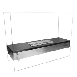 Fristående etanolkamin  med eleganta sidopaneler av glas.