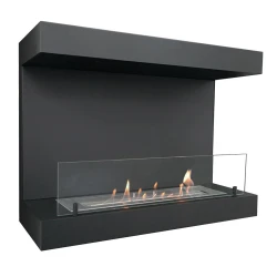 Dakota - Svart tresidig vägghängd etanolkamin 80 cm