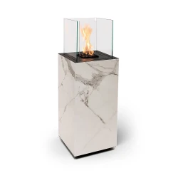 Planika Porto automatisk BEV bioetanolkamin med Dekton-plattor i marmorfinish