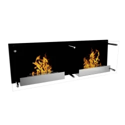Innoative kamin med dubbla brännare. Elegant design som passar in i de flesta hem.