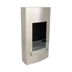Slimline kamin i rostfritt stål som passar utmärkt i mindre utrymmen. Modern men också tidlös design.