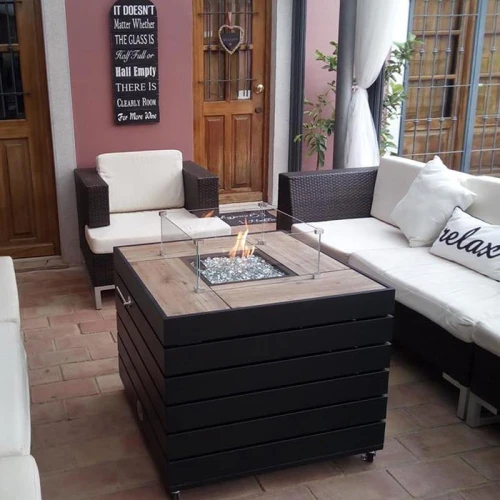 Muztag Madrid gaskamin i bord för terrass och uterum Muztag Madrid design terrassvärmare