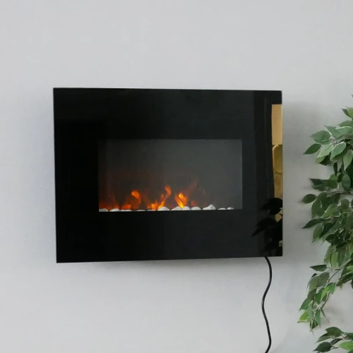 Billig elkamin till vägg i Svart | Svart elektrisk kamin Svart elkamin