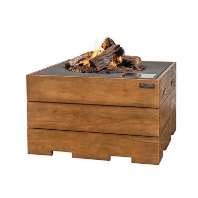 Table Square Teak Antracit utomhuskamin | HAPPY COCOONING Cocoon Table Square Teak Antracit gaskamin