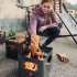 Höfats Grillhandskar i läder - Temperaturbeständiga handskar i svart och beige